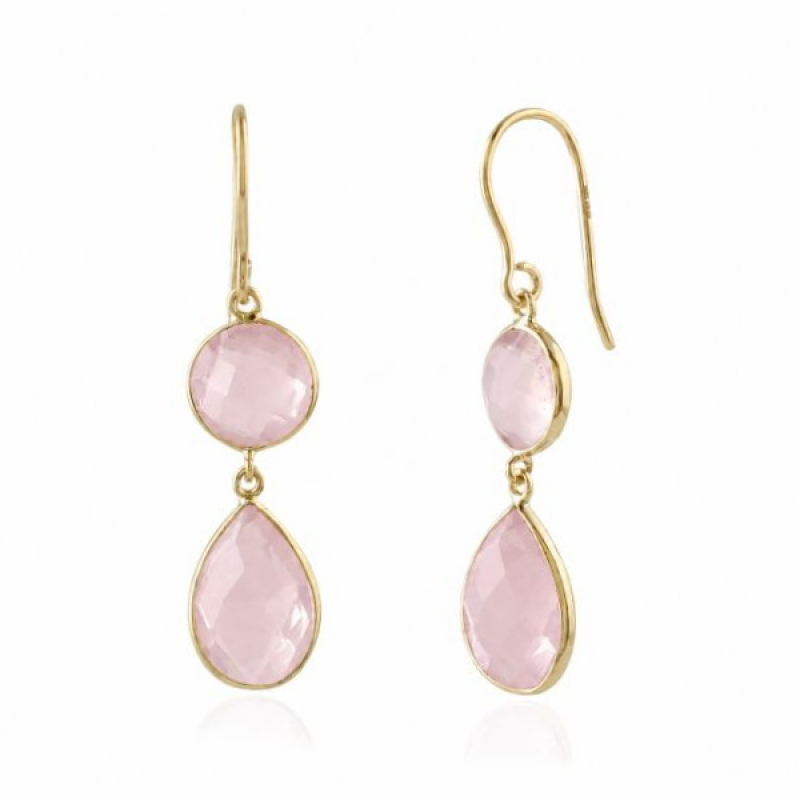 Rose Quartz Hanging earrings model E016221