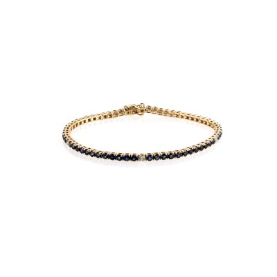 Blauwe Saffier tennisarmband met diamant model B011019
