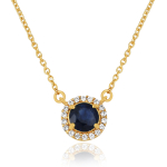Blauwe Saffier met diamant Collier model N010386