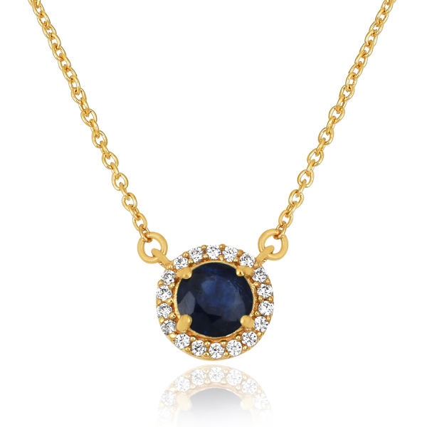 Blauwe Saffier met diamant Collier model N010386