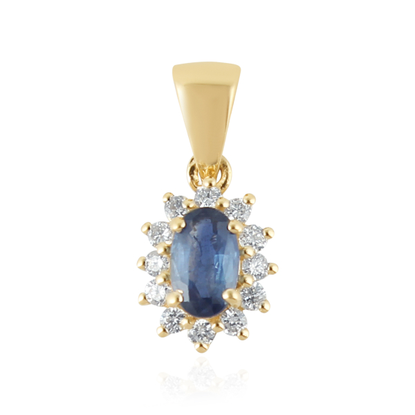 Blauwe Saffier met diamant Hanger model P011730