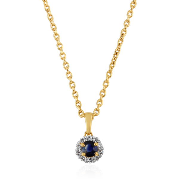 Blauwe Saffier met diamant Hanger model P011743