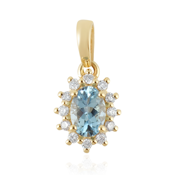 Aquamarijn met diamant Hanger model P11423