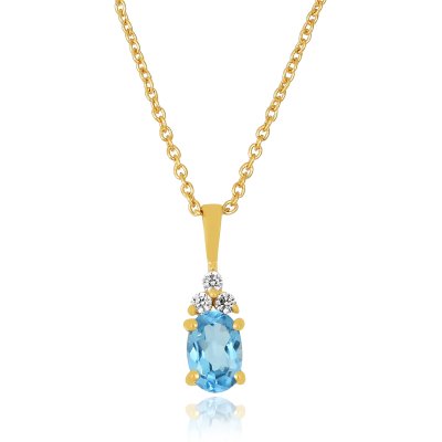 Blauwe Topaas met diamant Hanger model N009659