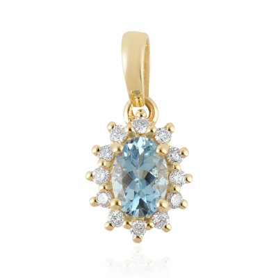 Aquamarine with diamond Pendant model P11423