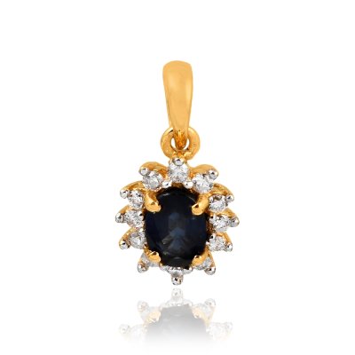 Blauwe Saffier met diamant Hanger model P11423