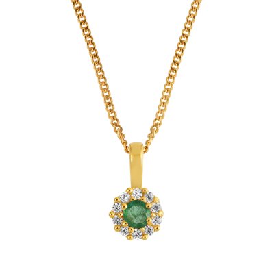 Smaragd met diamant Hanger model P17294