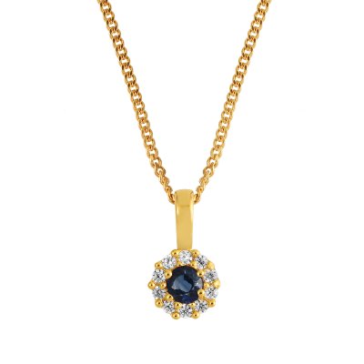 Blue Sapphire with diamond Pendant model P17294
