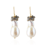 Parel en Labradoriet Oorhangers model E010176