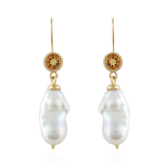 Pearl with Citrine Hanging earrings model E010187