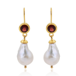 Pearl with Garnet Hanging earrings model E010187