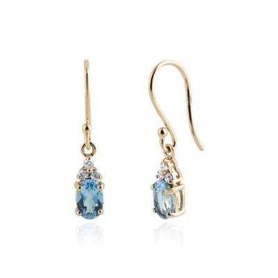 Blue Topaz with diamond Hanging earrings model E012362