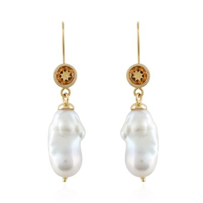 Parel met Citrien Oorhangers model E010187
