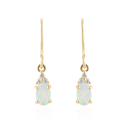 Etiopische Opaal met diamant Oorhangers model E012362