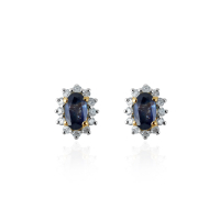 Blauwe Saffier met diamant Oorstekers model E011732