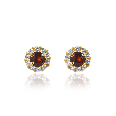 Robijn met diamant Oorstekers model E011744