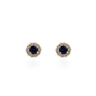 Blauwe Saffier met diamant Oorstekers model E011744