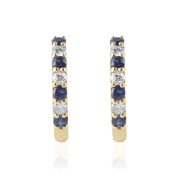 Blauwe Saffier met diamant Creolen model E015062