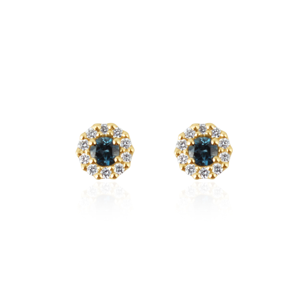 Blauwe Topaas london met diamant Oorstekers model E11577