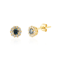Blauwe Topaas london met diamant Oorstekers model E11577