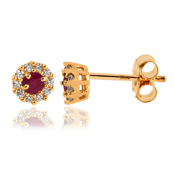 Robijn met diamant Oorstekers model E11577