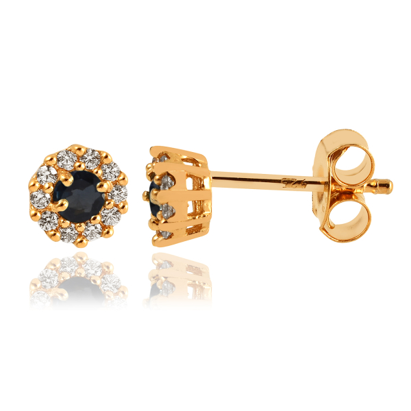 Blauwe Saffier met diamant Oorstekers model E11577