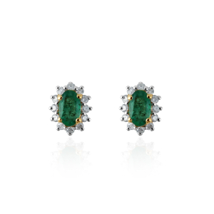 Smaragd met diamant Oorstekers model E011732