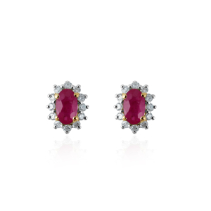 Robijn met diamant Oorstekers model E011732