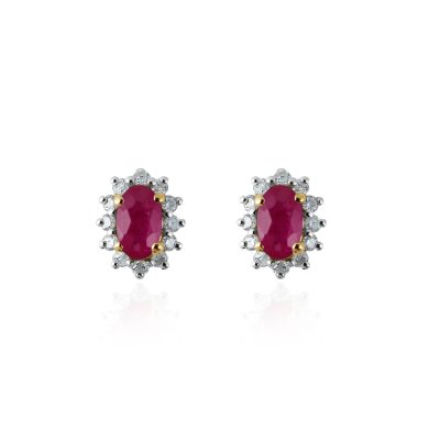 Ruby with diamond studs model E011732