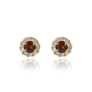 Robijn met diamant Oorstekers model E011744