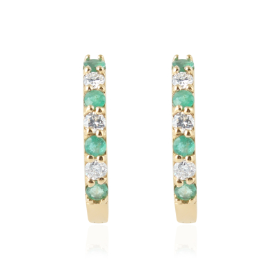 Smaragd met diamant Creolen model E015062