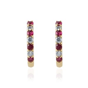 Robijn met diamant Creolen model E015062 Robijn met diamant Creolen model E015062