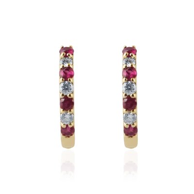 Robijn met diamant Creolen model E015062