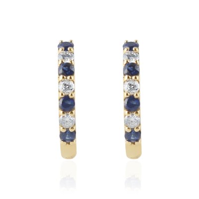 Blauwe Saffier met diamant Creolen model E015062