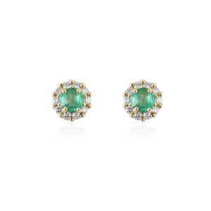 Smaragd met diamant Oorstekers model E011744