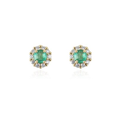 Smaragd met diamant Oorstekers model E011744