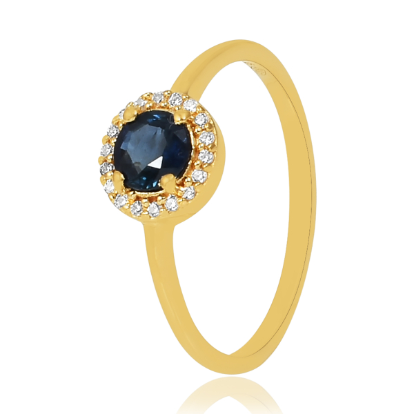 Blauwe Saffier met diamant Ring model R010425