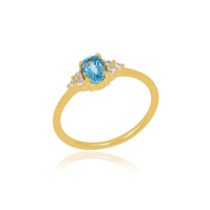 Blauwe Topaas met diamant Ring model R010734 Blauwe Topaas met diamant Ring model R010734