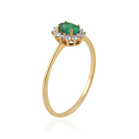 Smaragd met diamant Ring model R011731