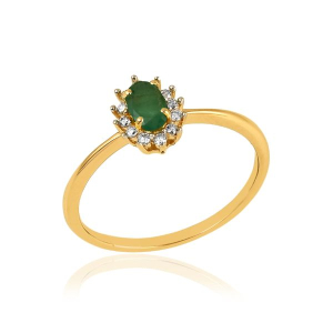 Smaragd met diamant Ring model R11846
