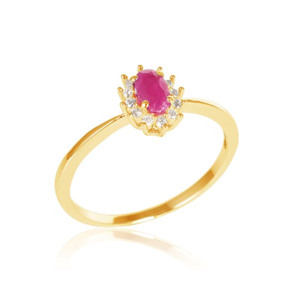 Robijn met diamant Ring model R11846