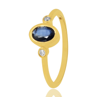 Blauwe Saffier met diamant Ring model R17472
