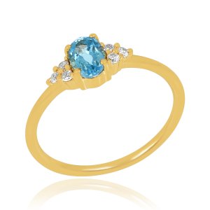 Blauwe Topaas met diamant Ring model R010734 Blauwe Topaas met diamant Ring model R010734