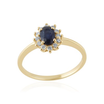 Blue Sapphire with diamond Ring model R11846