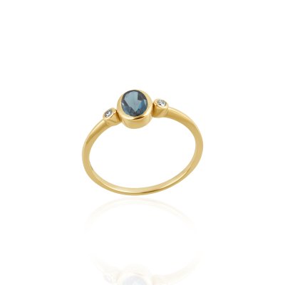 Blauwe Topaas london met diamant Ring model R17472