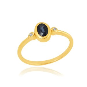 Blauwe Saffier met diamant Ring model R17472 Blauwe Saffier met diamant Ring model R17472