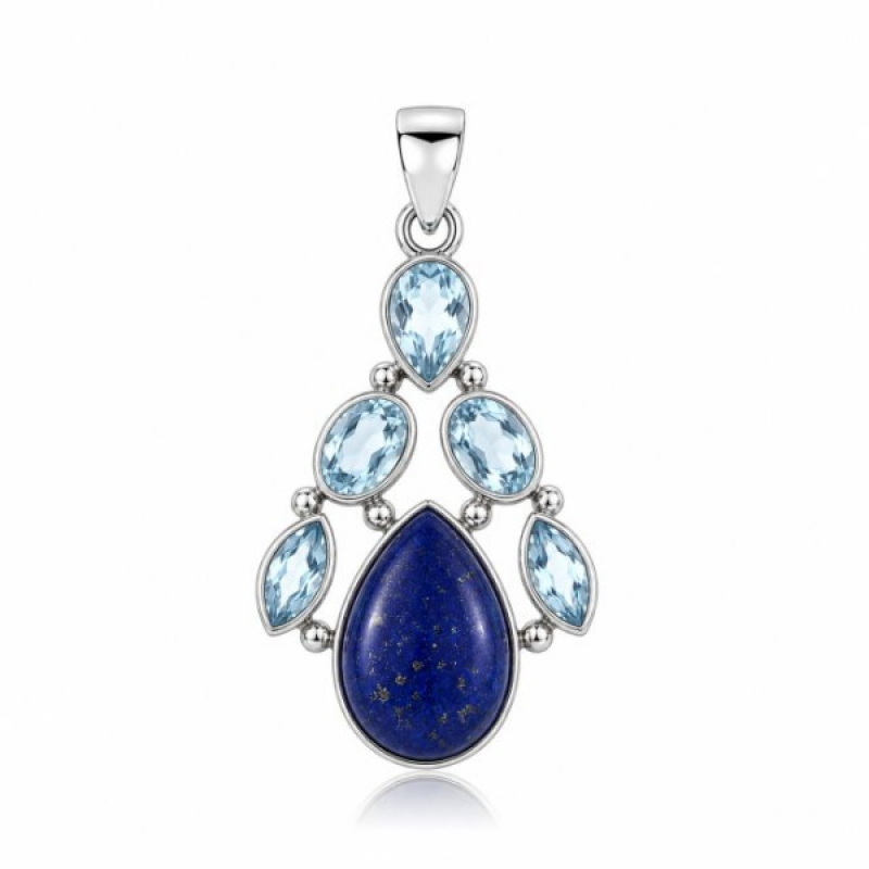 Lapis Lazuli with Blue Topaz Pendant model P6-044