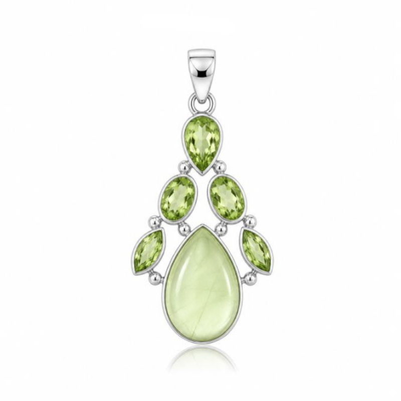 Prehnite with Peridoot Pendant model P6-044