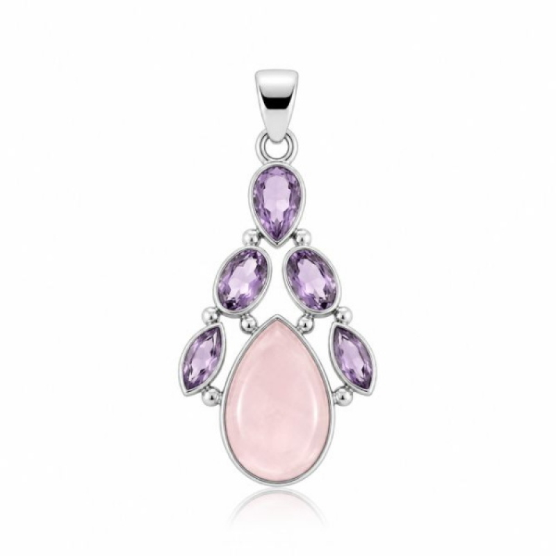 Rose Quartz with Amethyst Pendant model P6-044