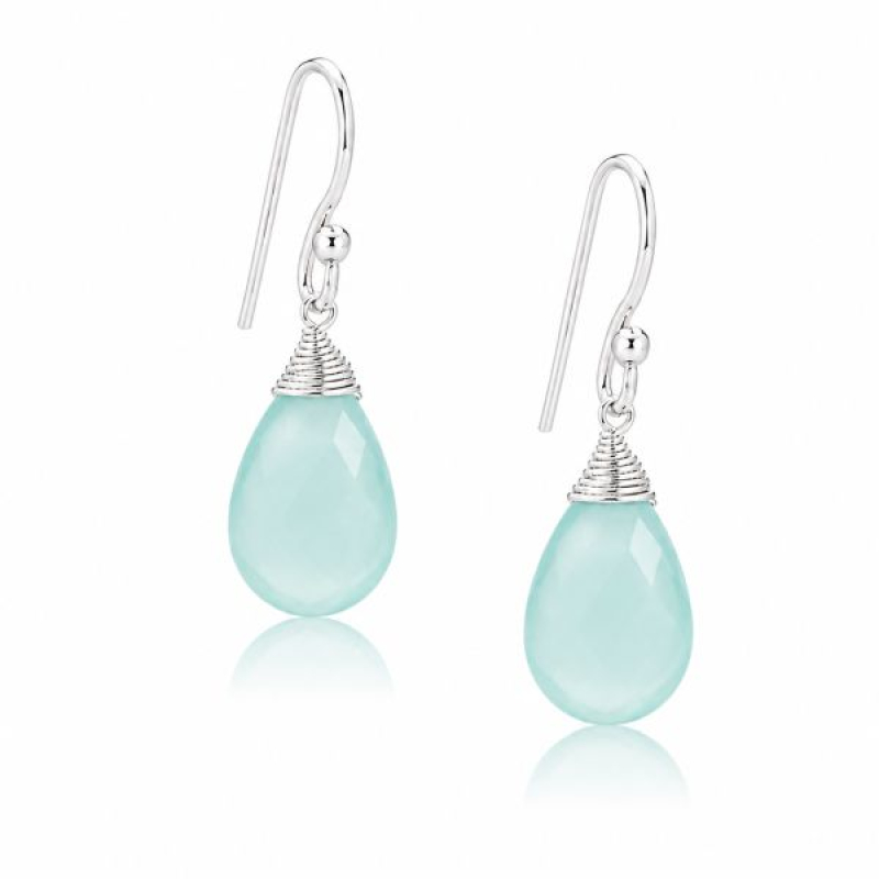 Chalcedony aqua Hanging earring model E5-037